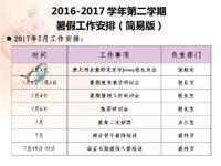 2016-2017学年第二学期暑假工作安排