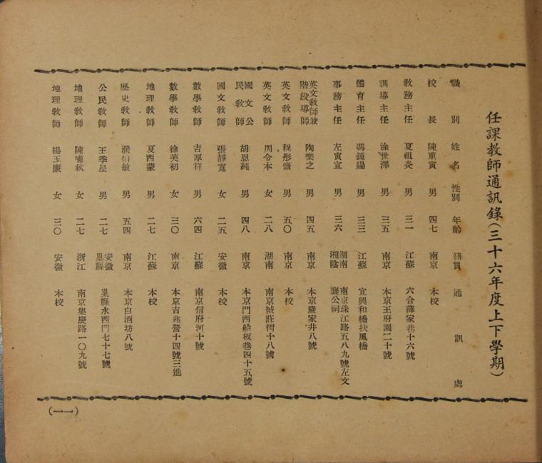 1948年林浩然院士在校读书时的任课教师